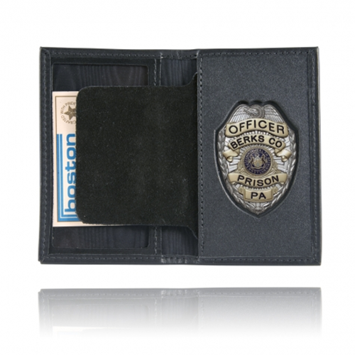 Book Style Badge Case, Oversized ID Window Boston Leather