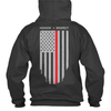 Hoodie - Thin Red Line American Flag Honor & Respect Thin Blue Line