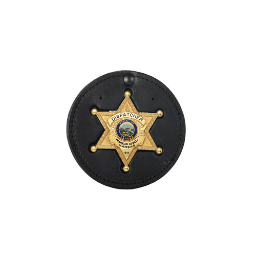 3 Circle Recessed Badge Holder with Clip Boston Leather