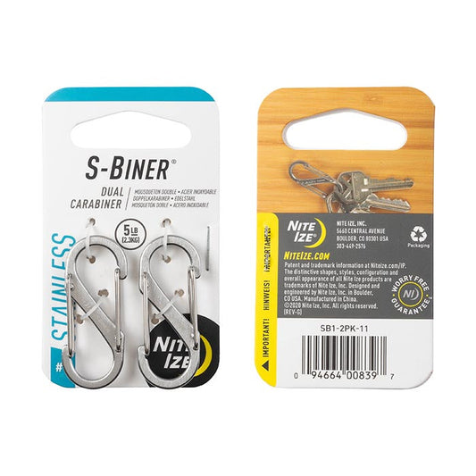 S-Biner Stainless Steel Dual Carabiner #1 - 6 Pack - Stainless Nite-Ize