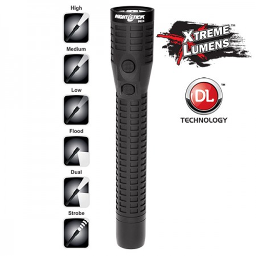 Polymer Duty/Personal-Size Dual-Light Flashlight - Rechargeable Nightstick