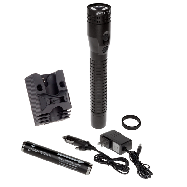 Metal Duty/Personal-Size Dual-Light Rechargeable Flashlight Nightstick