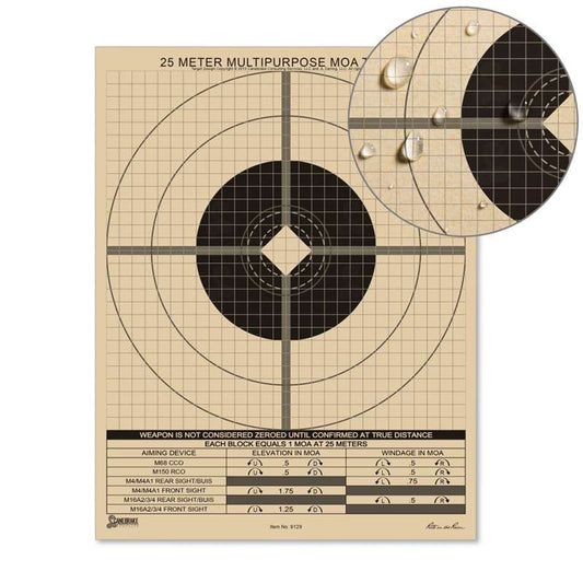 25 Meter Multipurpose Zeroing Target - MOA Adjustment Rite in the Rain